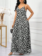 Vestido Longo Floral Decote V com Aplicação de Rosa 3D - La Lecce