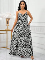 Vestido Longo Floral Decote V com Aplicação de Rosa 3D - La Lecce