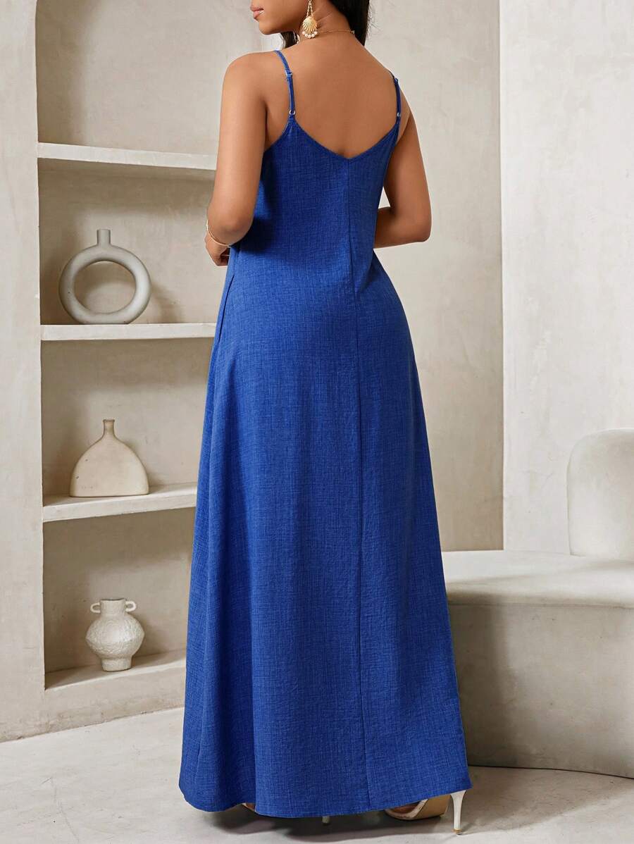 Vestido Maxi Boho de Alças com Costas Abertas e Bolsos - La Lecce