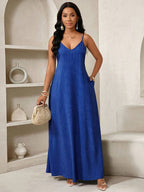 Vestido Maxi Boho de Alças com Costas Abertas e Bolsos - La Lecce