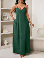 Vestido Maxi Boho de Alças com Costas Abertas e Bolsos - La Lecce