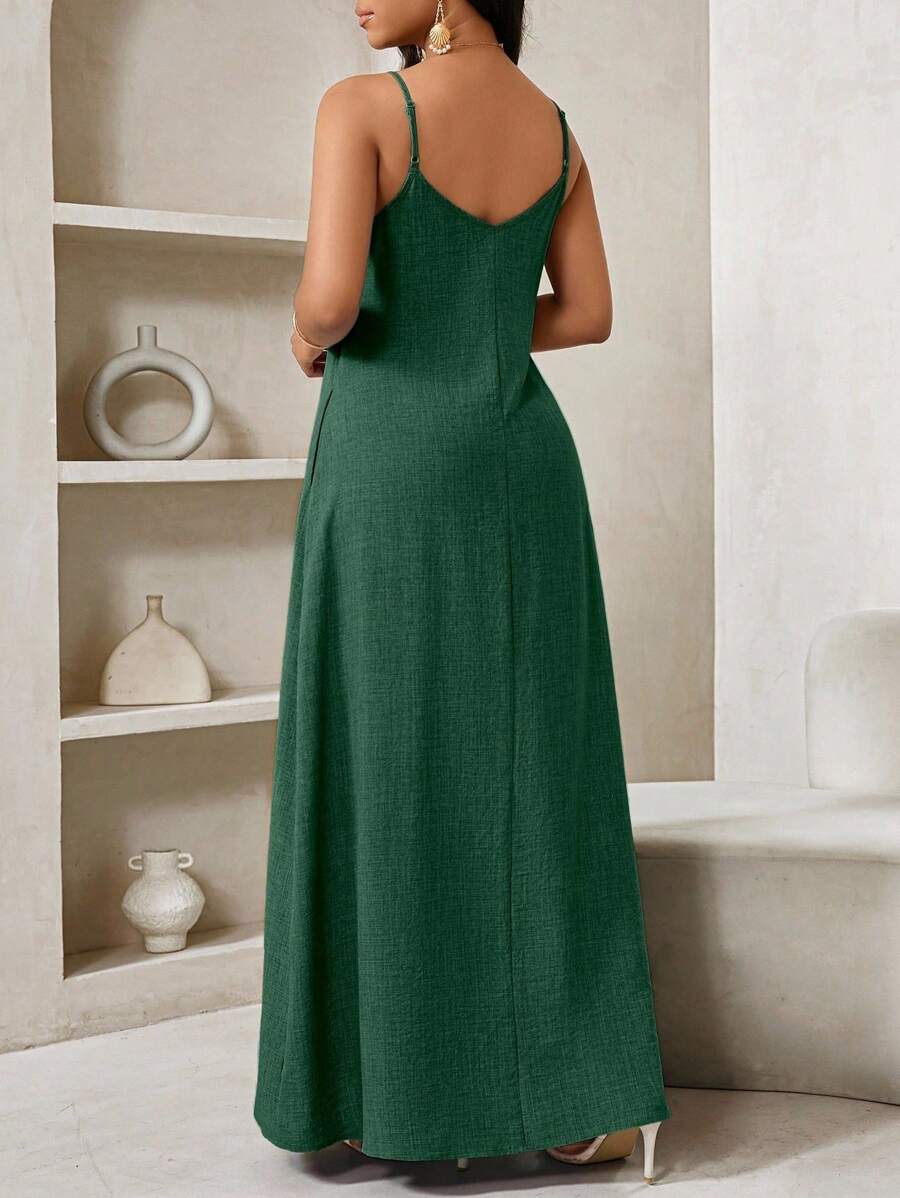 Vestido Maxi Boho de Alças com Costas Abertas e Bolsos - La Lecce
