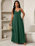 Vestido Maxi Boho de Alças com Costas Abertas e Bolsos - La Lecce