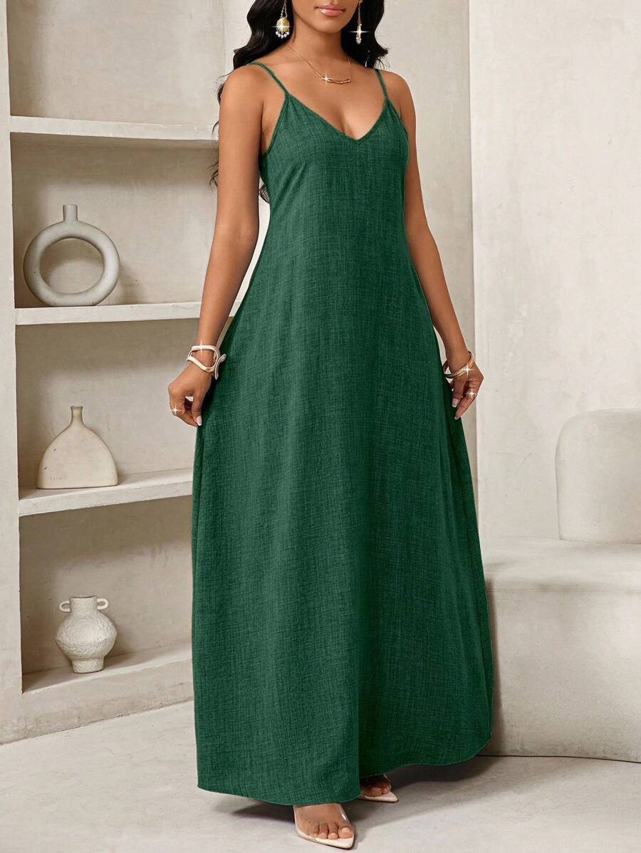 Vestido Maxi Boho de Alças com Costas Abertas e Bolsos - La Lecce