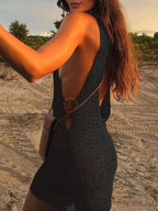 Saída de Praia Vazada Slim Fit Gola Redonda