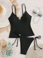 Tankini Vazado com Nó e Amarração Ajustável