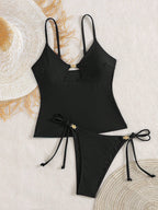 Tankini Vazado com Nó e Amarração Ajustável