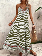 Vestido Longo Estampa de Onça com Alças Finas - La Lecce