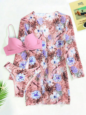 Conjunto Praia Flora Paradise 3 Peças