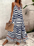 Vestido Longo Estampa de Onça com Alças Finas - La Lecce