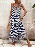 Vestido Longo Estampa de Onça com Alças Finas - La Lecce