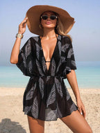 Saída de Praia Vestido Slim Fit com Nó