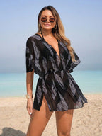 Saída de Praia Vestido Slim Fit com Nó