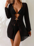 Kimono Curto Transparente com Amarração e Detalhe de Estrela