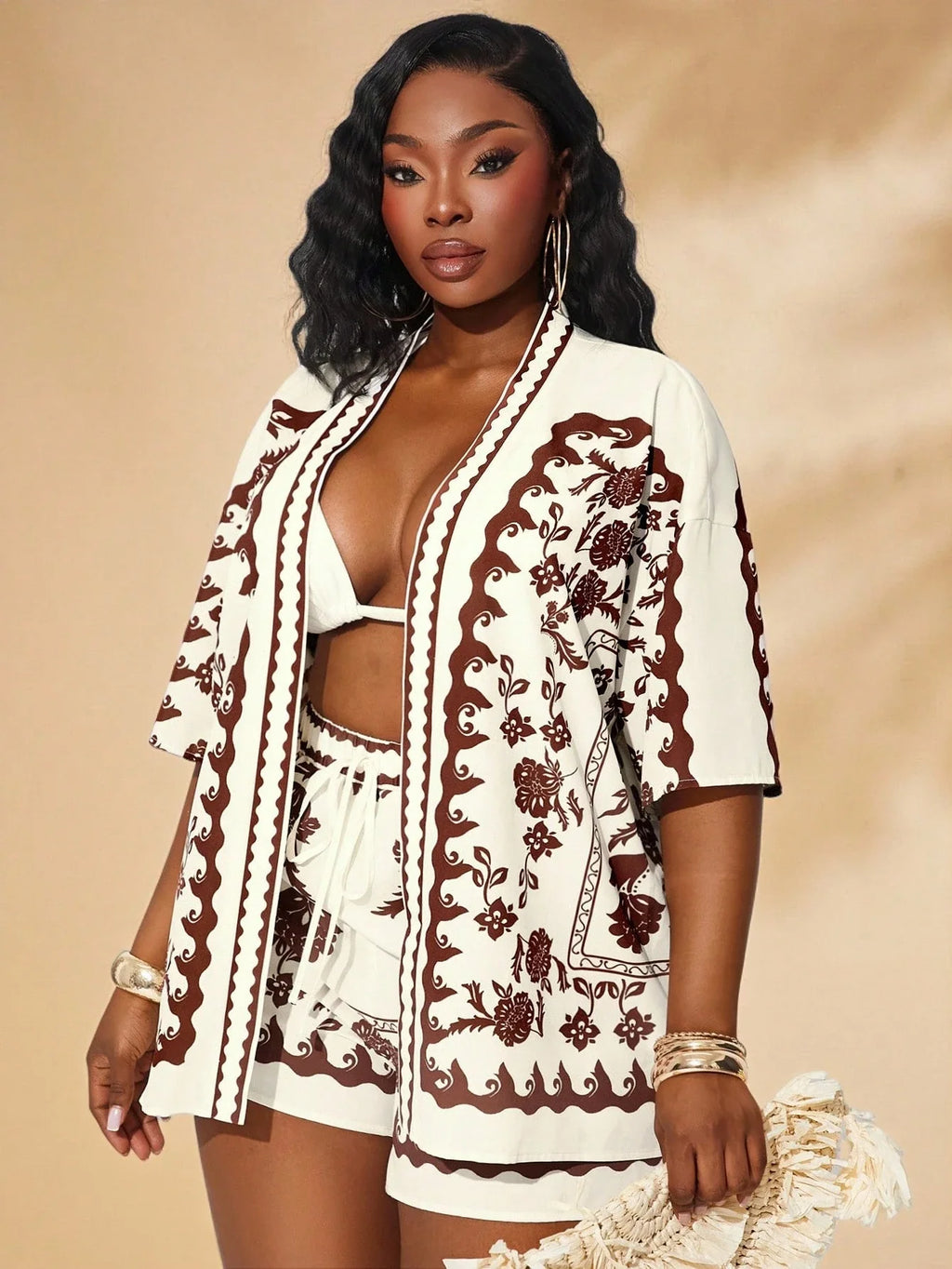 Conjunto Plus Size com Ombro Caído