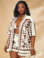 Conjunto Plus Size com Ombro Caído