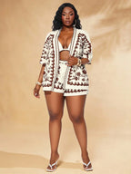 Conjunto Plus Size com Ombro Caído