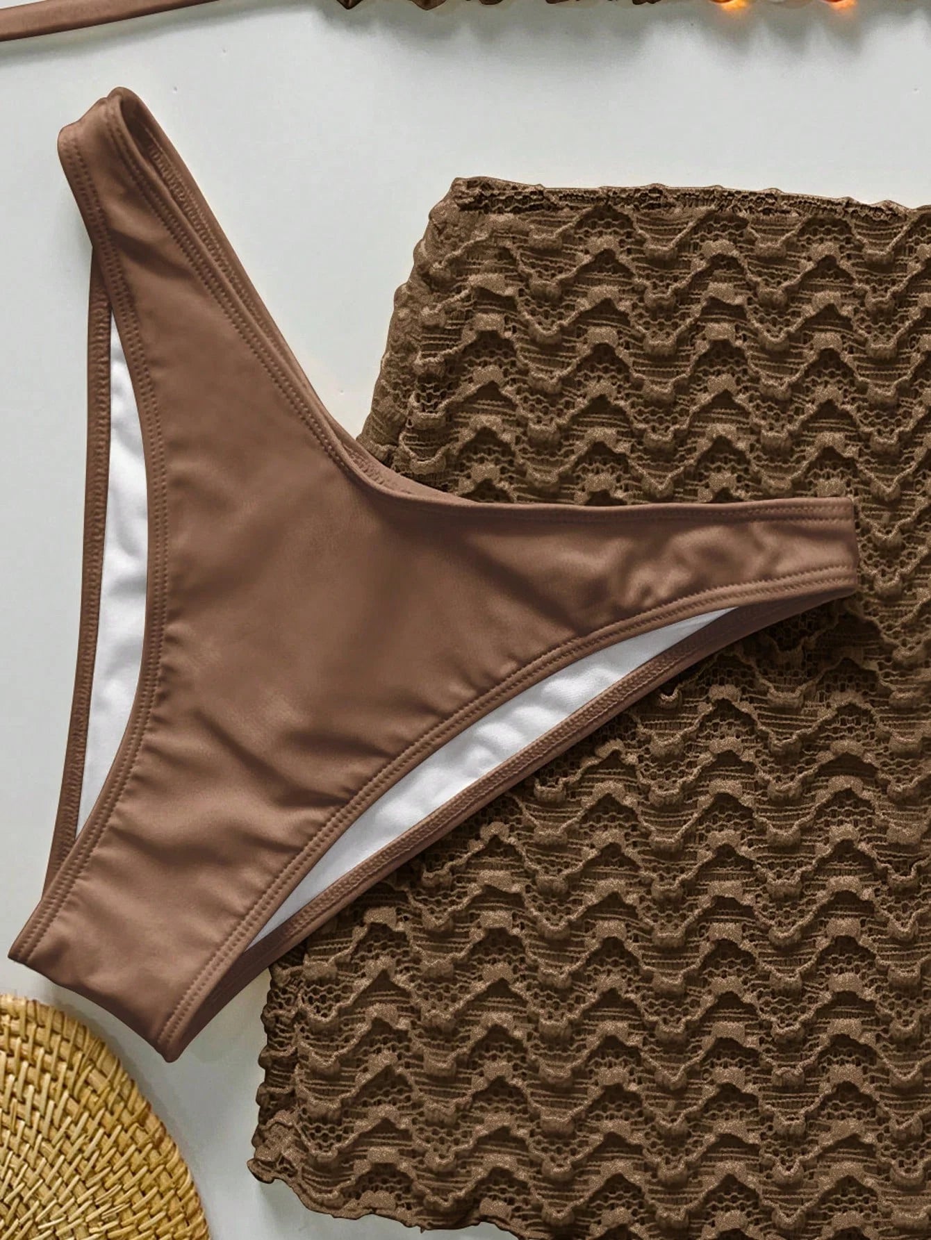 Conjunto de Biquíni 3 Peças Texturizado com Saia