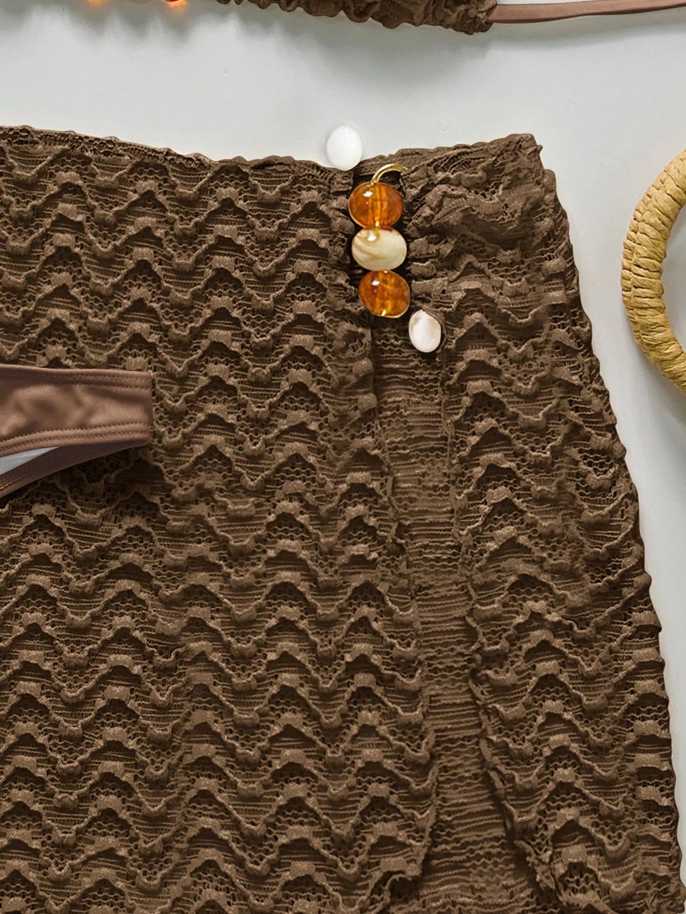 Conjunto de Biquíni 3 Peças Texturizado com Saia