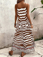 Vestido Longo Estampa de Onça com Alças Finas