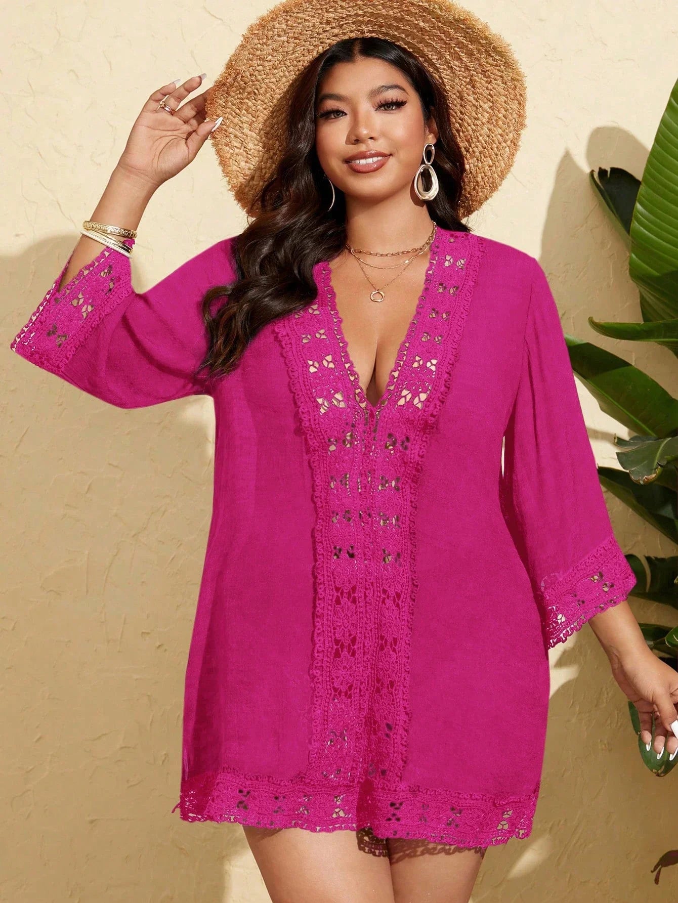 Saída de Praia Plus Size com Laço