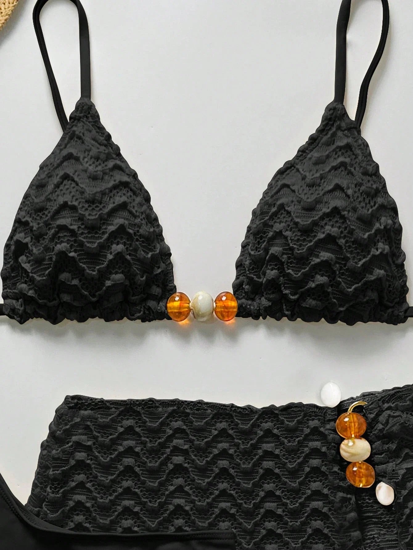 Conjunto de Biquíni 3 Peças Texturizado com Saia