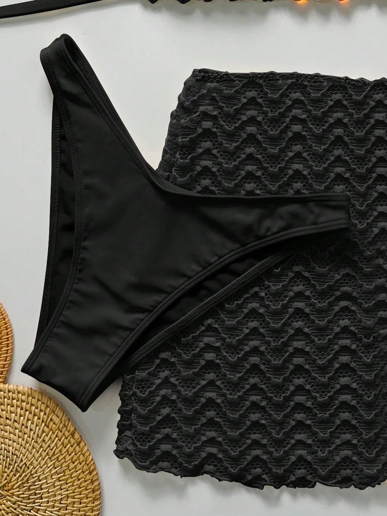 Conjunto de Biquíni 3 Peças Texturizado com Saia