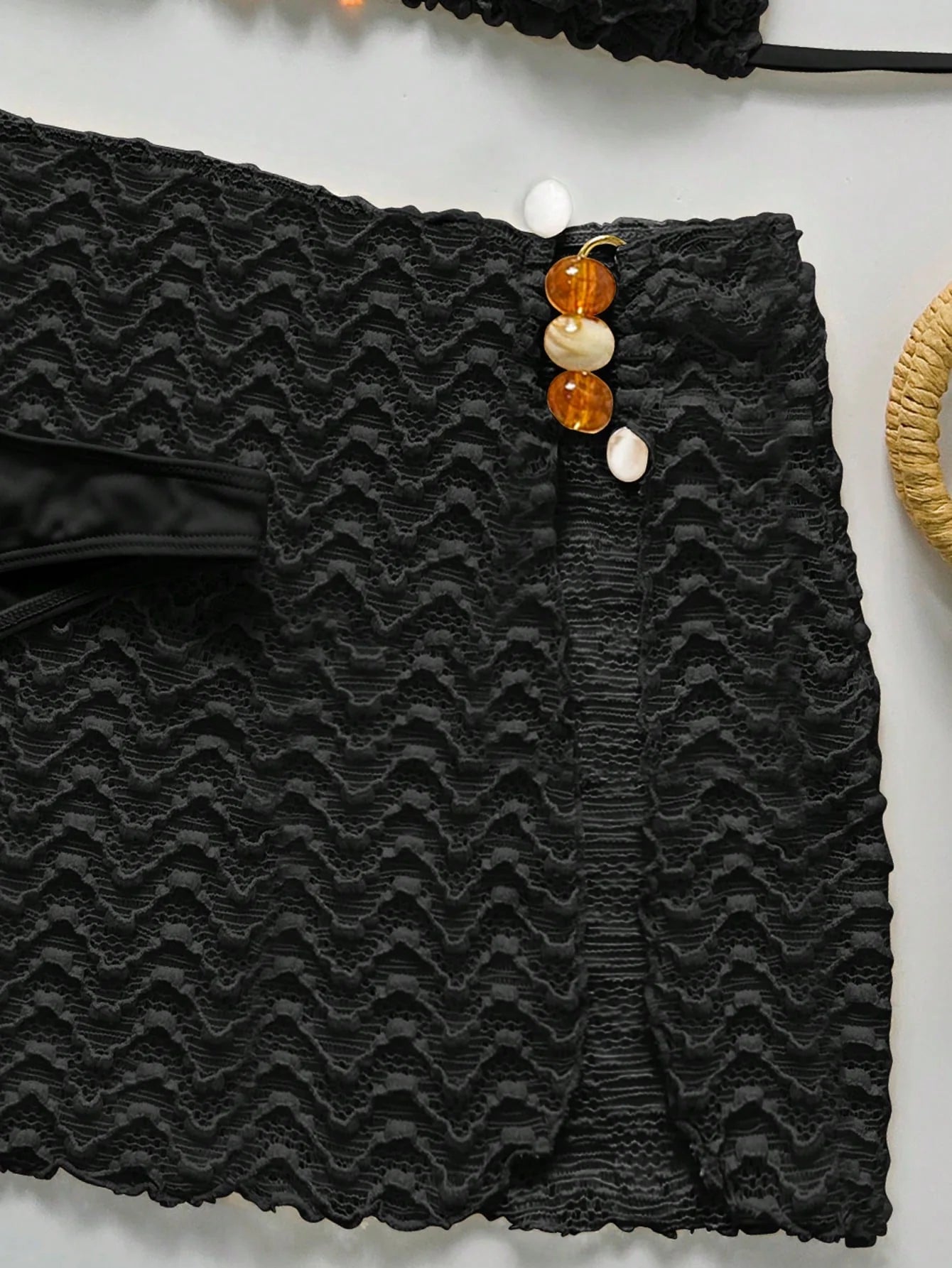 Conjunto de Biquíni 3 Peças Texturizado com Saia