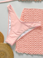 Conjunto de Biquíni 3 Peças Texturizado com Saia