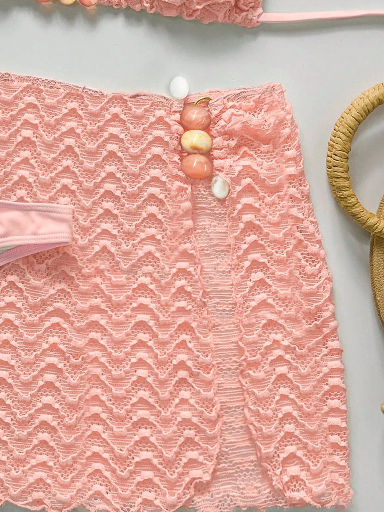 Conjunto de Biquíni 3 Peças Texturizado com Saia