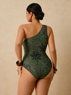 Maiô Plus Size Ombro Único Tropical