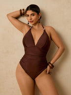 Maiô Plus Size Tropical Tie Back