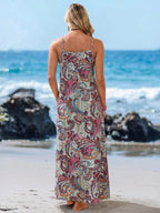 Vestido Longo de Malha com Estampa de Folhas de Coqueiro - La Lecce