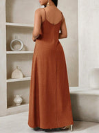 Vestido Maxi de Alças com Estampa Geométrica e Bolsos - La Lecce