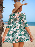 Conjunto de Biquíni 3 Peças Estampa Tropical