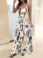 Vestido Longo Boho de Alças Finas com Bainha Assimétrica - La Lecce