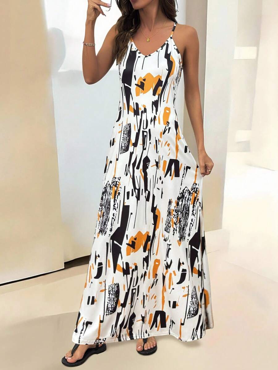 Vestido Longo Boho de Alças Finas com Bainha Assimétrica - La Lecce