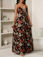 Vestido Maxi de Alças com Estampa Geométrica e Bolsos