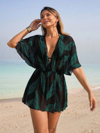 Saída de Praia Vestido Slim Fit com Nó