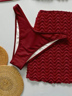 Conjunto de Biquíni 3 Peças Texturizado com Saia