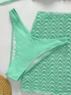 Conjunto de Biquíni 3 Peças Texturizado com Saia