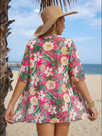Conjunto de Biquíni 3 Peças Estampa Tropical