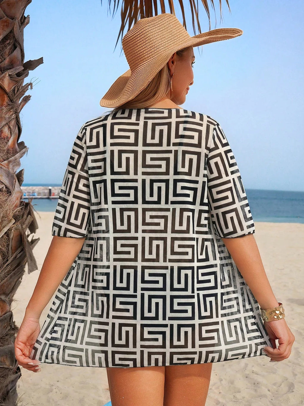 Conjunto de Biquíni 3 Peças Estampa Tropical