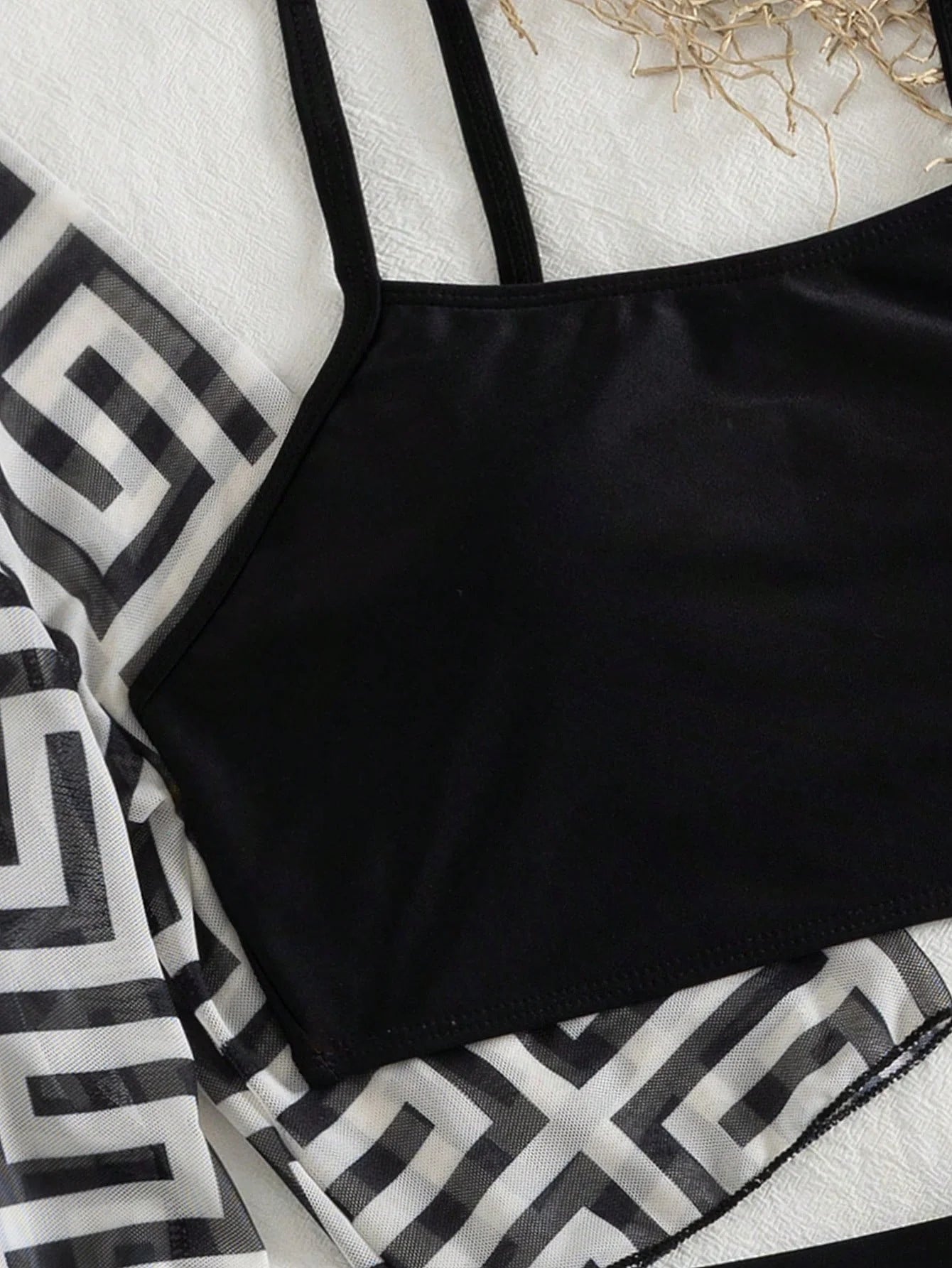 Conjunto de Biquíni 3 Peças Estampa Tropical