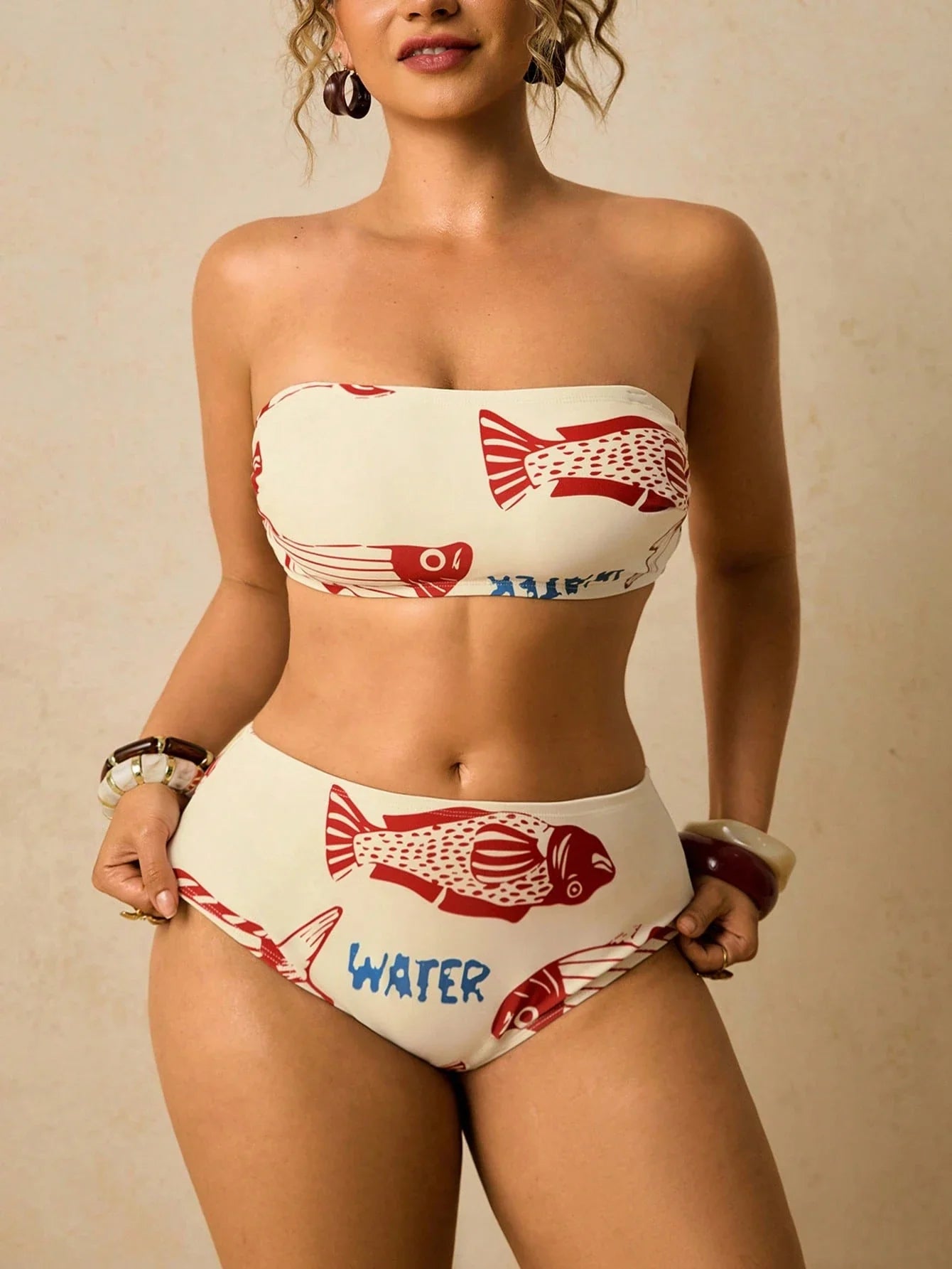 Biquíni Plus Size Bandeau Geométrico