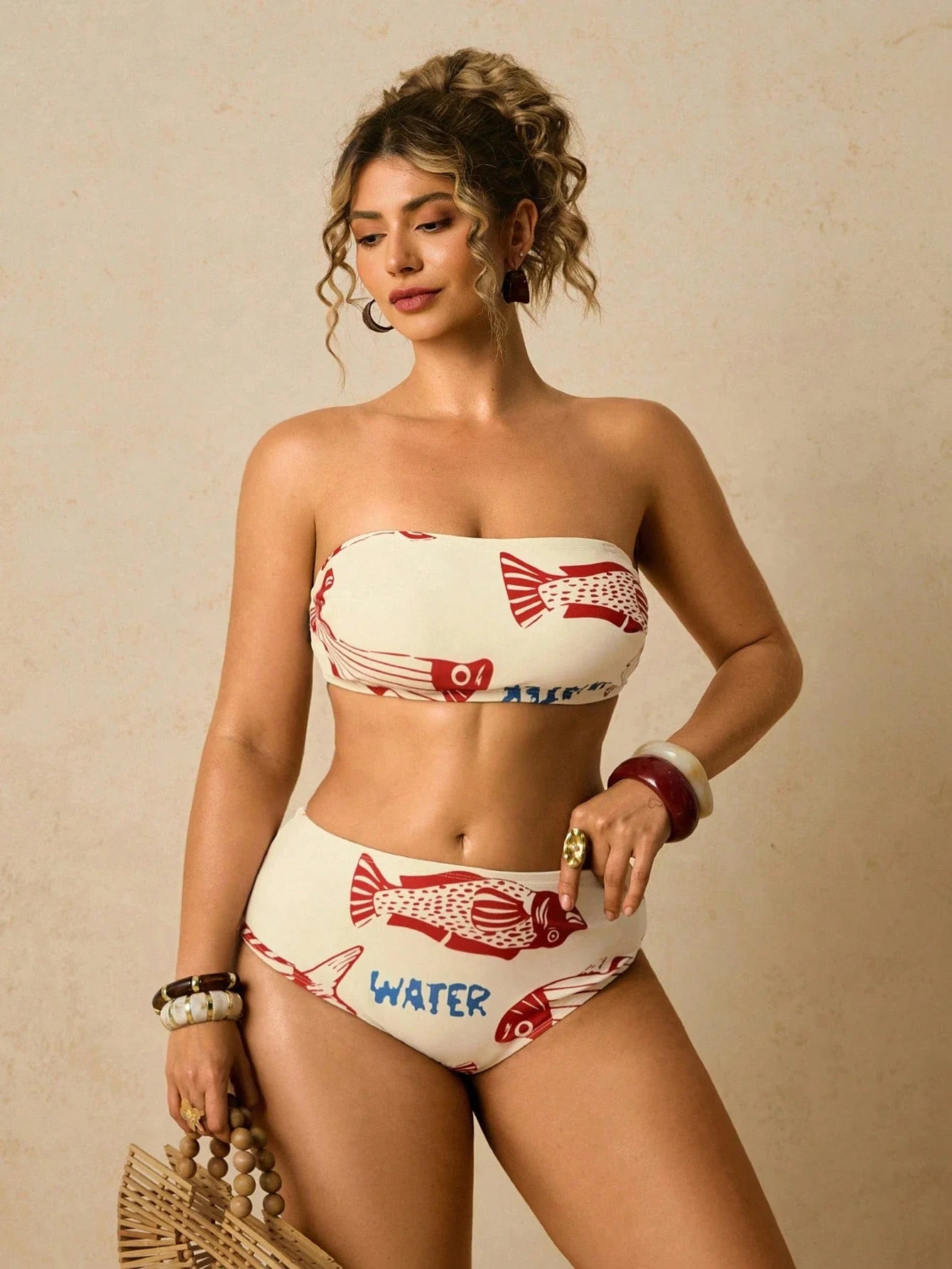 Biquíni Plus Size Bandeau Geométrico