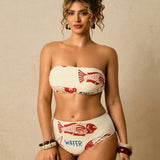 Biquíni Plus Size Bandeau Geométrico