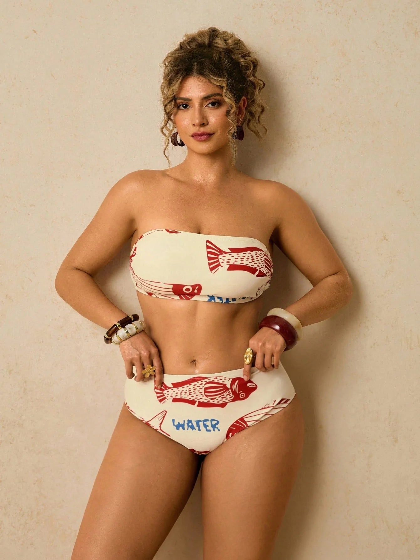 Biquíni Plus Size Bandeau Geométrico