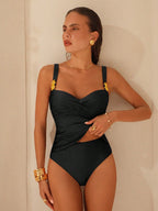 Tankini Push-Up com Fivela e Efeito Franzido