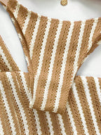 Conjunto de Biquíni Triangular com Top Longo 3 Peças